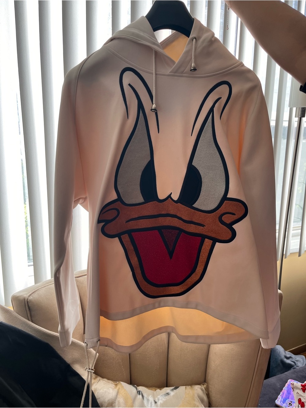Bobby Abley Men’s Cream Hoodie with Graphic Duck Face